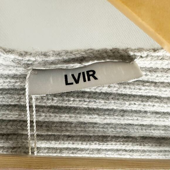 LVIR Merino Wool Cashmere Ribbed Midi Sweater Dress Size Medium Gray - Picture 5 of 10